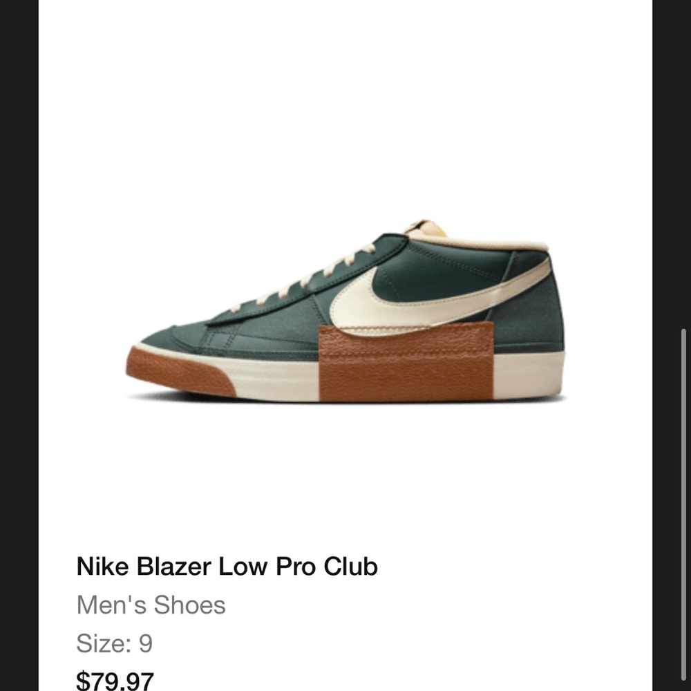 Nike Green and Cream Sneakers Classic Low-Top Design
